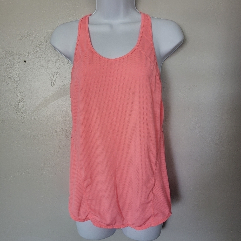 Zella Women's Small Neon Coral Pink Perforated Workout Tank Top Racerback Active